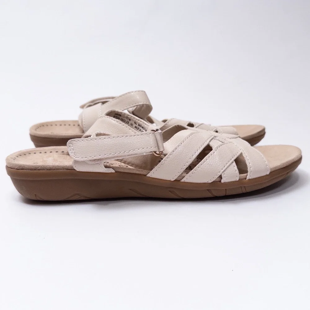 Baretraps Sandals Womens 11M Beige‎ Strappy Hook Loop Comfort